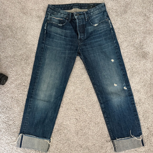 Vince Jeans Distressed Crop Straight Selvedge